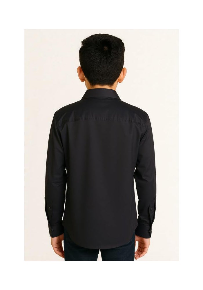 CHARCHIT Boys Full Sleeves Embroidered Solid Shirt - Image 2